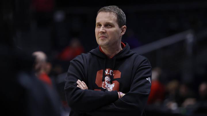Mar 16, 2026; Dayton, OH, USA; NC State Wolfpack head coach Will Wade walks the court during a practice session ahead of the first four of the men's 2026 NCAA Tournament at University of Dayton Arena. Mandatory Credit: Rick Osentoski-Imagn Images