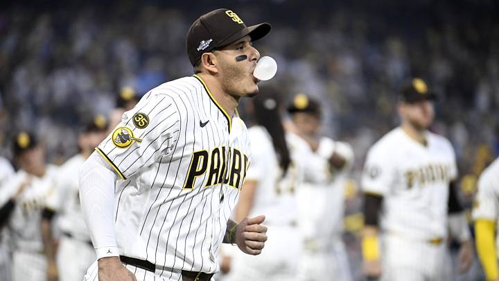 Oct 6, 2026; San Diego, California, USA;  San Diego Padres third baseman Manny Machado (13) takes the field before the game against the Milwaukee Brewers in game three of the NLDS for the 2026 MLB Playoffs at Petco Park.  Mandatory Credit: Denis Poroy-Imagn Images