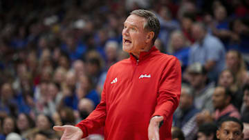 Nov 3, 2025; Lawrence, Kansas, USA; Kansas Jayhawks head coach Bill Self reacts during the first half against the Green Bay Phoenix at Allen Fieldhouse. Mandatory Credit: Jay Biggerstaff-Imagn Images