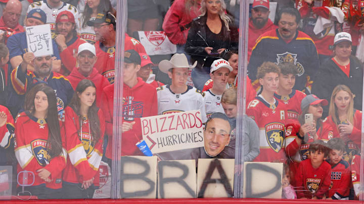 May 26, 2025; Sunrise, Florida, USA; Fans look on before the start of the game between Carolina Hurricanes and Florida Panthers in game four of the Eastern Conference Final of the 2025 Stanley Cup Playoffs at Amerant Bank Arena. Mandatory Credit: Sam Navarro-Imagn Images May 26, 2025; Sunrise, Florida, USA; Fans look on before the start of the game between Carolina Hurricanes and Florida Panthers in game four of the Eastern Conference Final of the 2025 Stanley Cup Playoffs at Amerant Bank Arena. Mandatory Credit: Sam Navarro-Imagn Images