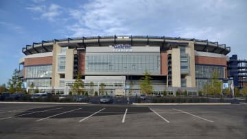 Sep 21, 2014; Foxborough, MA, USA; General view of Gillette Stadium exterior before the NFL game