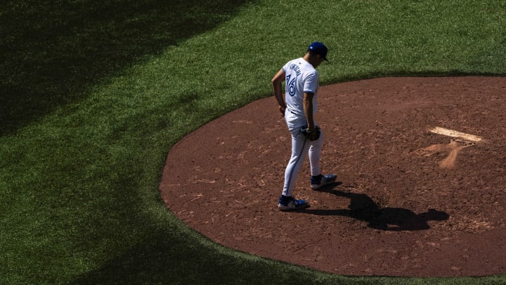 Toronto Blue Jays pitcher Yusei Kikuchi (16) takes the mound against the Detroit Tigers during the fourth inning at Rogers Centre on July 20.