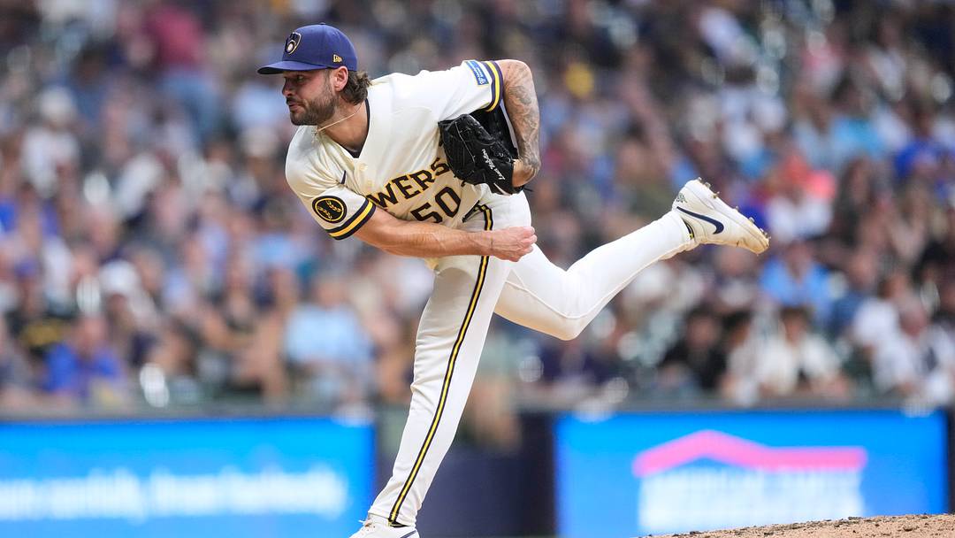 Jul 20, 2026; Milwaukee, Wisconsin, USA;  Milwaukee Brewers pitcher Lance McCullers Jr. (50) throws a pitch during the sixth inning against the New York Mets at American Family Field. Mandatory Credit: Jeff Hanisch-Imagn Images