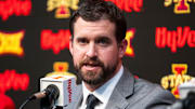 Jimmy Rogers speaks during his introductory press conference as Iowa State’s new head football coach on Dec. 8, 2025, at Iowa State University in Ames, IA.