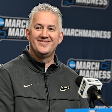 Purdue Boilermakers head coach Matt Painter answers questions