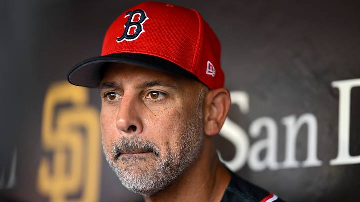 Boston Red Sox manager Alex Cora watches a game against the San Diego Padres.