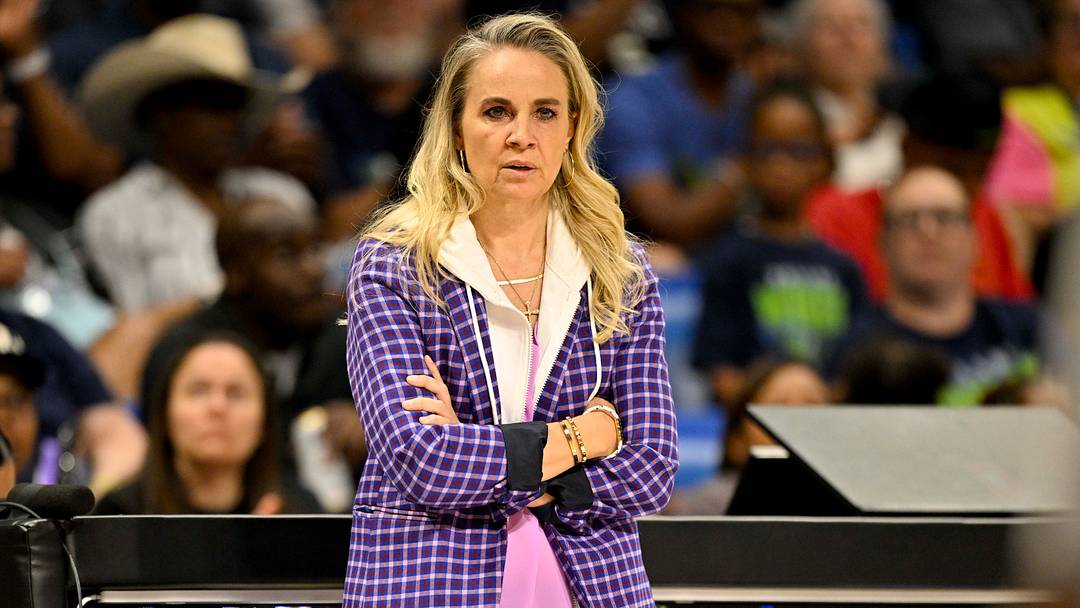 May 28, 2026; Arlington, Texas, USA; Las Vegas Aces head coach Becky Hammon looks on during the first half against the Dallas Wings at College Park Center. Mandatory Credit: Jerome Miron-Imagn Images May 28, 2026; Arlington, Texas, USA; Las Vegas Aces head coach Becky Hammon looks on during the first half against the Dallas Wings at College Park Center. Mandatory Credit: Jerome Miron-Imagn Images