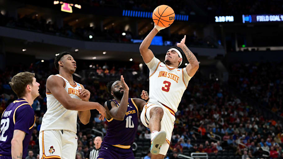 Cyclones guard Tamin Lipsey shoots against Lipscomb guard Gyasi Powell.