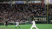 Mar 16, 2025; Bunkyo, Tokyo, Japan; Los Angeles Dodgers starting pitcher Blake Snell (7) throws a pitch against the Chicago Cubs during the fourth inning at Tokyo Dome. Mandatory Credit: Darren Yamashita-Imagn Images