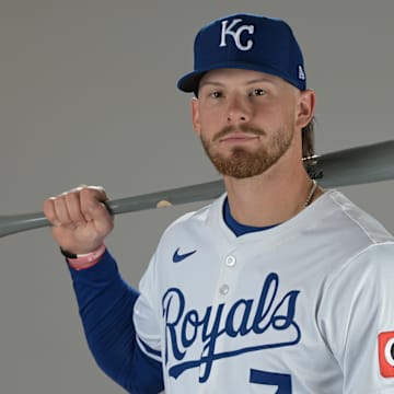Feb 19, 2025; Surprise, AZ, USA; Kansas City Royals shortstop Bobby Witt Jr. (7) poses for a photo during media day. Mandatory Credit: Jayne Kamin-Oncea-Imagn Images  
