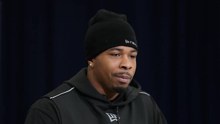 Feb 25, 2026; Indianapolis, IN, USA; Missouri linebacker Josiah Trotter (LB26) speaks during the NFL Scouting Combine at the Indiana Convention Center. Mandatory Credit: Kirby Lee-Imagn Images