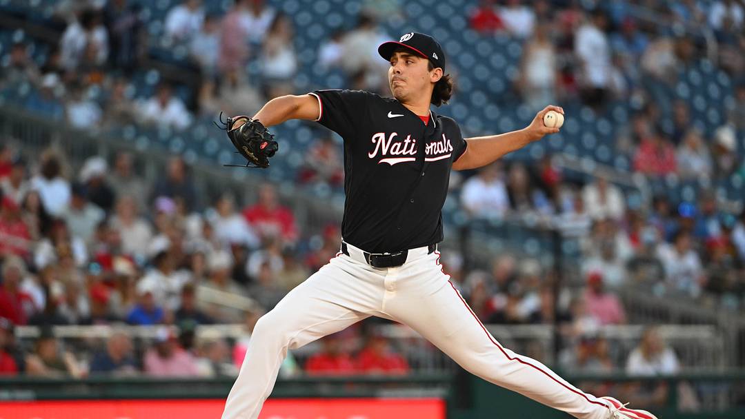 May 29, 2026; Washington, District of Columbia, USA; Washington Nationals pitcher Andrew Alvarez (54) throws to the San Diego Padres during the third inning at Nationals Park. Mandatory Credit: Brad Mills-Imagn Images