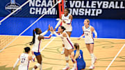 Kansas celebrates a point during the second round of the NCAA Division 1 Women’s Volleyball Championship at Horejsi Family Volleyball Arena Saturday, Dec. 7, 2024 in Lawrence, Kan.