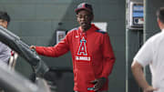 Aug 30, 2025; Houston, Texas, USA; Los Angeles Angels manager Ron Washington (37) in the dugout before the game against the Houston Astros at Daikin Park. Mandatory Credit: Troy Taormina-Imagn Images