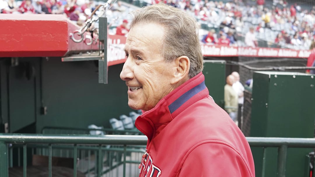 May 24, 2023; Anaheim, California, USA; Los Angeles Angels owner Arte Moreno reacts during the game against the Boston Red Sox at Angel Stadium. Mandatory Credit: Kirby Lee-Imagn Images May 24, 2023; Anaheim, California, USA; Los Angeles Angels owner Arte Moreno reacts during the game against the Boston Red Sox at Angel Stadium. Mandatory Credit: Kirby Lee-Imagn Images