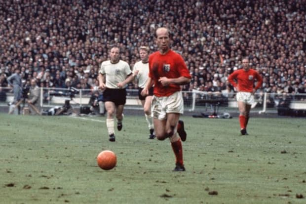 Bobby Charlton in the 1966 World Cup final for England