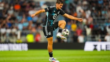 Jul 30, 2024; St. Paul, Minnesota, USA; Minnesota United defender Morris Duggan (23)  controls the ball during the first half against Necaxa at Allianz Field. Mandatory Credit: Brace Hemmelgarn-USA TODAY Sports