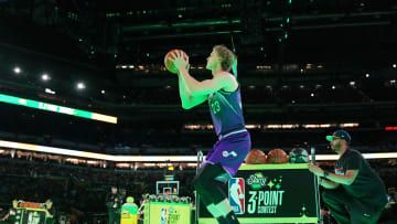 Feb 17, 2024; Indianapolis, IN, USA; Utah Jazz forward Lauri Markkanen (23) shoots the ball during