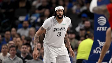 Feb 8, 2025; Dallas, Texas, USA; Dallas Mavericks forward Anthony Davis (3) in action during the game between the Dallas Mavericks and the Houston Rockets at the American Airlines Center. Mandatory Credit: Jerome Miron-Imagn Images