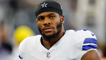 Dallas Cowboys linebacker Micah Parsons (11) looks on prior to the game against the Baltimore Ravens at AT&T Stadium.