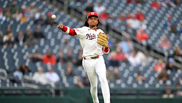 CJ Abrams fields a ground ball.