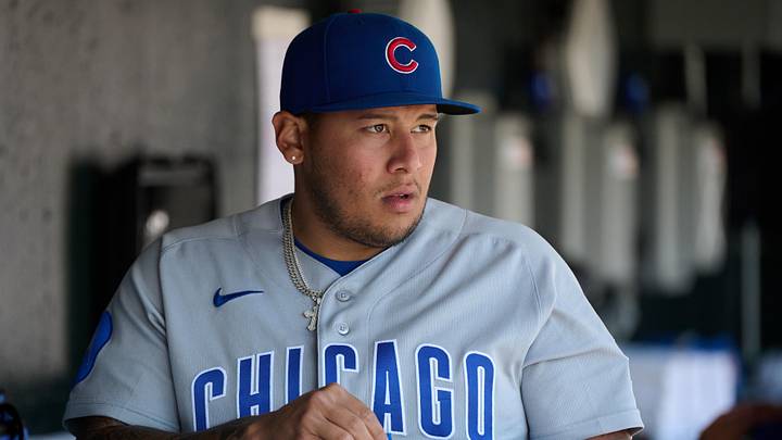 Jun 14, 2026; San Francisco, California, USA; Chicago Cubs designated hitter Moises Ballesteros (25) looks on in the dugout before a game against the San Francisco Giants at Oracle Park. Mandatory Credit: Robert Edwards-Imagn Images