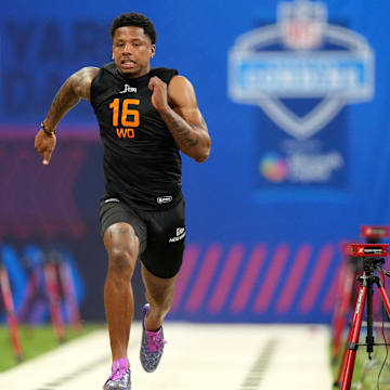  Texas wideout Matthew Golden during the 2025 NFL Combine