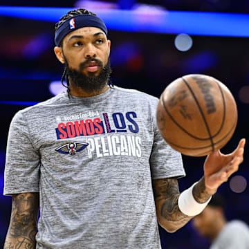 Mar 8, 2024; Philadelphia, Pennsylvania, USA; New Orleans Pelicans forward Brandon Ingram (14) warms up before the game against the Philadelphia 76ers at Wells Fargo Center. 