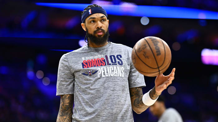 Mar 8, 2024; Philadelphia, Pennsylvania, USA; New Orleans Pelicans forward Brandon Ingram (14) warms
