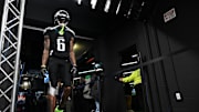 Nov 28, 2025; Philadelphia, Pennsylvania, USA; Philadelphia Eagles wide receiver DeVonta Smith (6) walks through the tunnel for warmups prior to the game against the Chicago Bears at Lincoln Financial Field. 