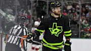 Mar 14, 2024; Dallas, Texas, USA; Dallas Stars defenseman Jani Hakanpaa (2) skates off the ice after the Stars give up a sixth goal to the New Jersey Devils during the game at the American Airlines Center. Mandatory Credit: Jerome Miron-USA TODAY Sports