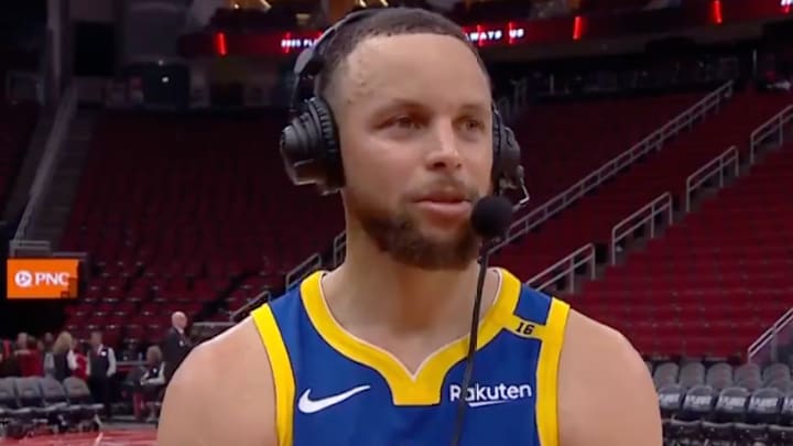 Stephen Curry after Golden State's Game 1 win. Stephen Curry after Golden State's Game 1 win.