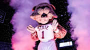 Mississippi State Mascot Bully during the game between the North Alabama Lions and the Mississippi State Bulldogs at Humphrey Coliseum in Starkville, MS.