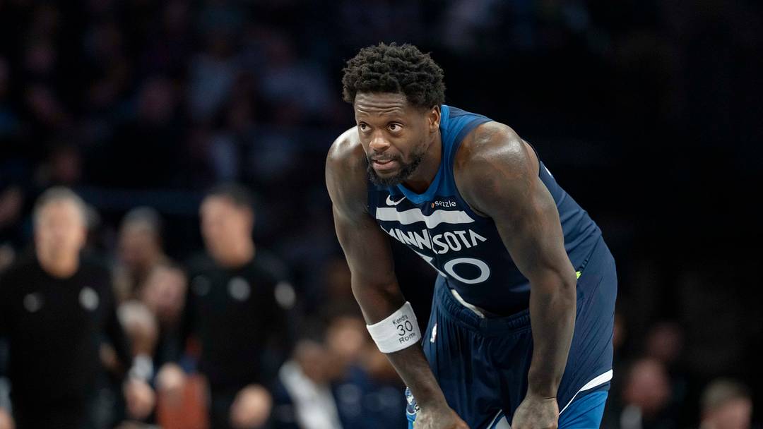 Feb 11, 2026; Minneapolis, Minnesota, USA; Minnesota Timberwolves forward Julius Randle (30) looks on against the Portland Trail Blazers in the second half at Target Center. Mandatory Credit: Jesse Johnson-Imagn Images