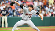 Jul 22, 2024; Cleveland, Ohio, USA; Detroit Tigers starting pitcher Tarik Skubal (29) throws a pitch during the first inning against the Cleveland Guardians at Progressive Field.