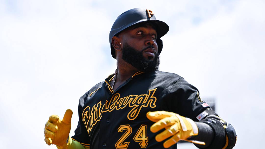 May 21, 2026; St. Louis, Missouri, USA; Pittsburgh Pirates designated hitter Marcell Ozuna (24) looks on during the second inning against the St. Louis Cardinals at Busch Stadium. Mandatory Credit: Jeff Curry-Imagn Images