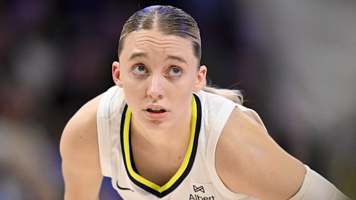 Sep 11, 2025; Arlington, Texas, USA; Dallas Wings guard Paige Bueckers (5) looks on during the second half against the Phoenix Mercury at College Park Center. Mandatory Credit: Jerome Miron-Imagn Images