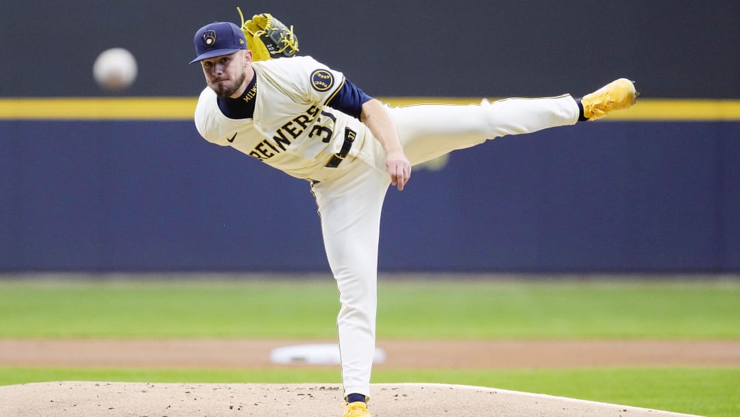 Apr 6, 2024; Milwaukee, Wisconsin, USA;  Milwaukee Brewers pitcher DL Hall (37) throws a pitch during the first inning against the Seattle Mariners at American Family Field. Mandatory Credit: Jeff Hanisch-USA TODAY Sports