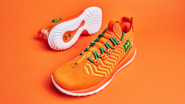 Bryce Harper's orange Under Armour shoes.