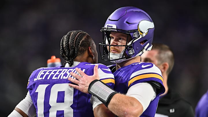 Minnesota Vikings quarterback Sam Darnold and wide receiver Justin Jefferson 