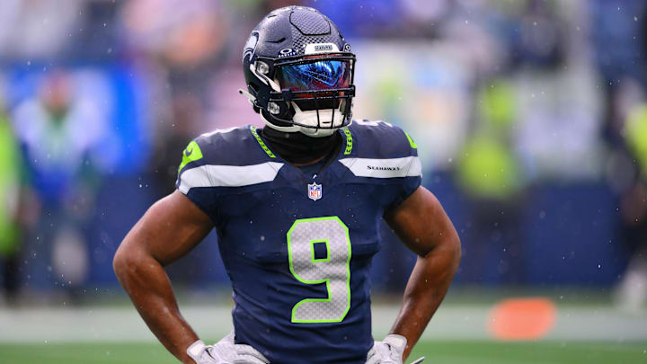 Dec 22, 2024; Seattle, Washington, USA; Seattle Seahawks running back Kenneth Walker III (9) during warmups before the game against the Minnesota Vikings at Lumen Field. Mandatory Credit: Steven Bisig-Imagn Images Dec 22, 2024; Seattle, Washington, USA; Seattle Seahawks running back Kenneth Walker III (9) during warmups before the game against the Minnesota Vikings at Lumen Field. Mandatory Credit: Steven Bisig-Imagn Images