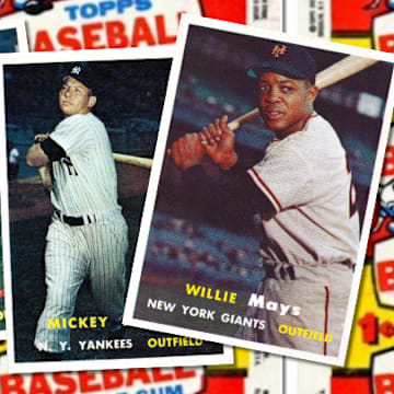 Assorted 1957 Topps baseball cards with wrappers