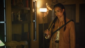 Trigger Warning. Jessica Alba as Parker in Trigger Warning. Cr. Ursula Coyote/Netflix ©2024.