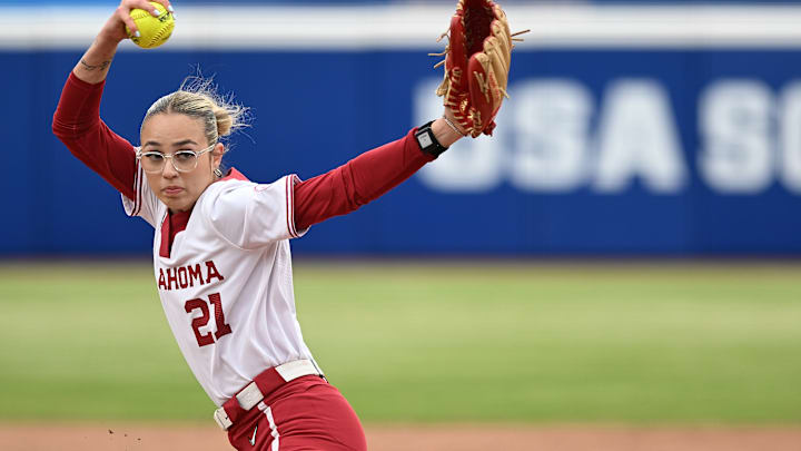 Volts pitcher Sam Landry plays an NCAA D1 game for Oklahoma against Mississippi State at Devon Park in Oklahoma City, Oklahoma on April 18.