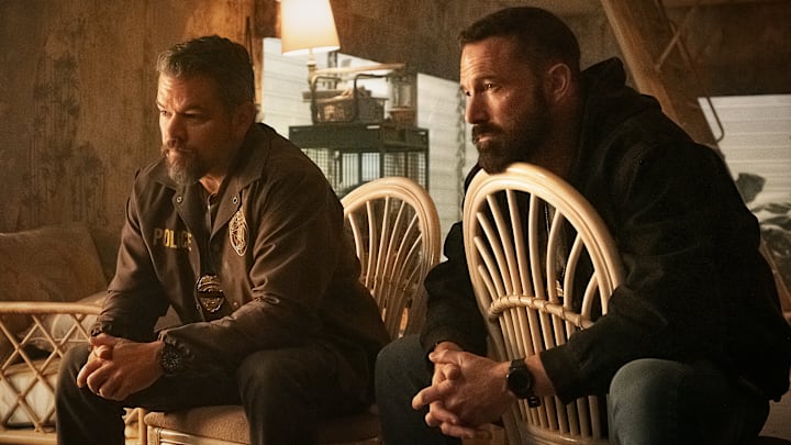 (L to R) Matt Damon as Lieutenant Dane Dumars and Ben Affleck as Det Sergeant JD Byrne in The Rip