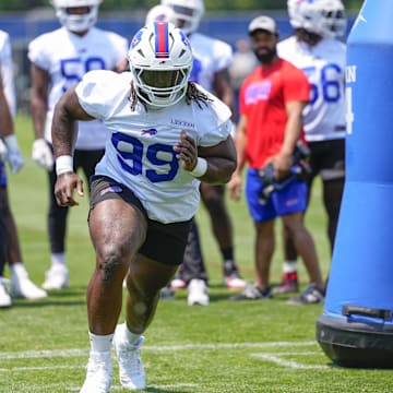 Buffalo Bills defensive tackle Larry Ogunjobi works out during Minicamp at Highmark Stadium.
