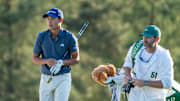 Collin Morikawa and caddie Jonathan Jakovac on the 18th hole during the final round of the 2024 Masters.