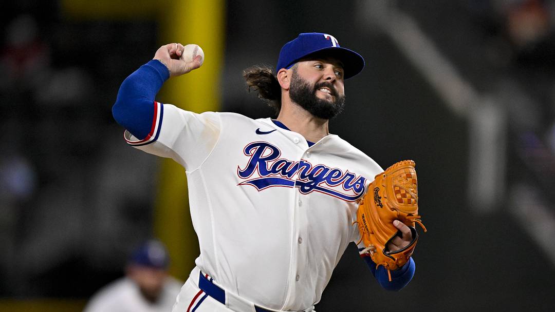 Apr 21, 2026; Arlington, Texas, USA; Texas Rangers relief pitcher Jakob Junis (16) pitches against the Pittsburgh Pirates during the ninth inning at Globe Life Field. Mandatory Credit: Jerome Miron-Imagn Images