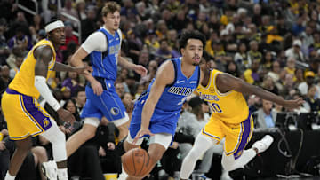 Oct 15, 2025; Las Vegas, Nevada, USA; Dallas Mavericks guard Ryan Nembhard (9).