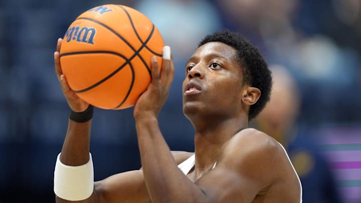 Jan 17, 2026; Berkeley, California, USA; California Golden Bears guard Dai Dai Ames (7) before the game against the North Carolina Tar Heels at Haas Pavilion. Mandatory Credit: Darren Yamashita-Imagn Images